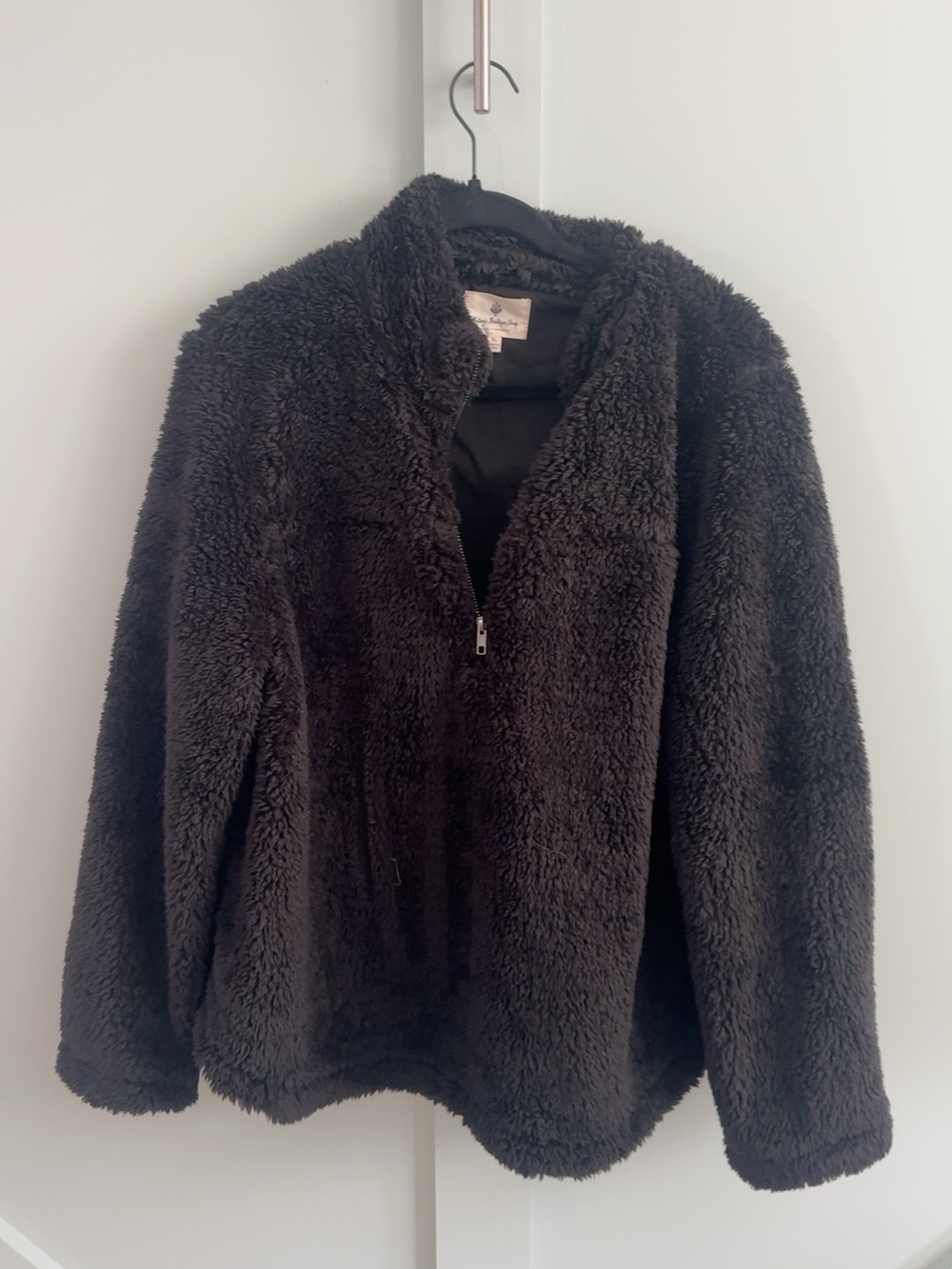 NWOT Betsy’s Boutique Black Teddy Sherpa Fleece Quarter Zip Pullover XL